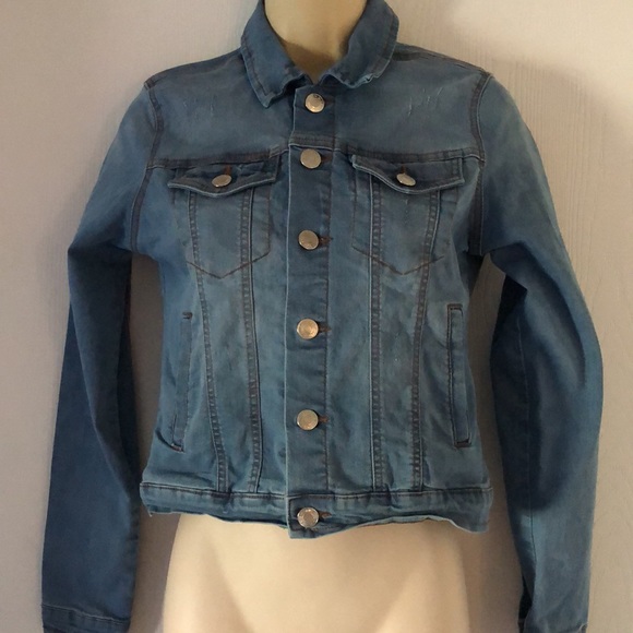 Women’s blue age button Jean stretchy jacket - Picture 14 of 16
